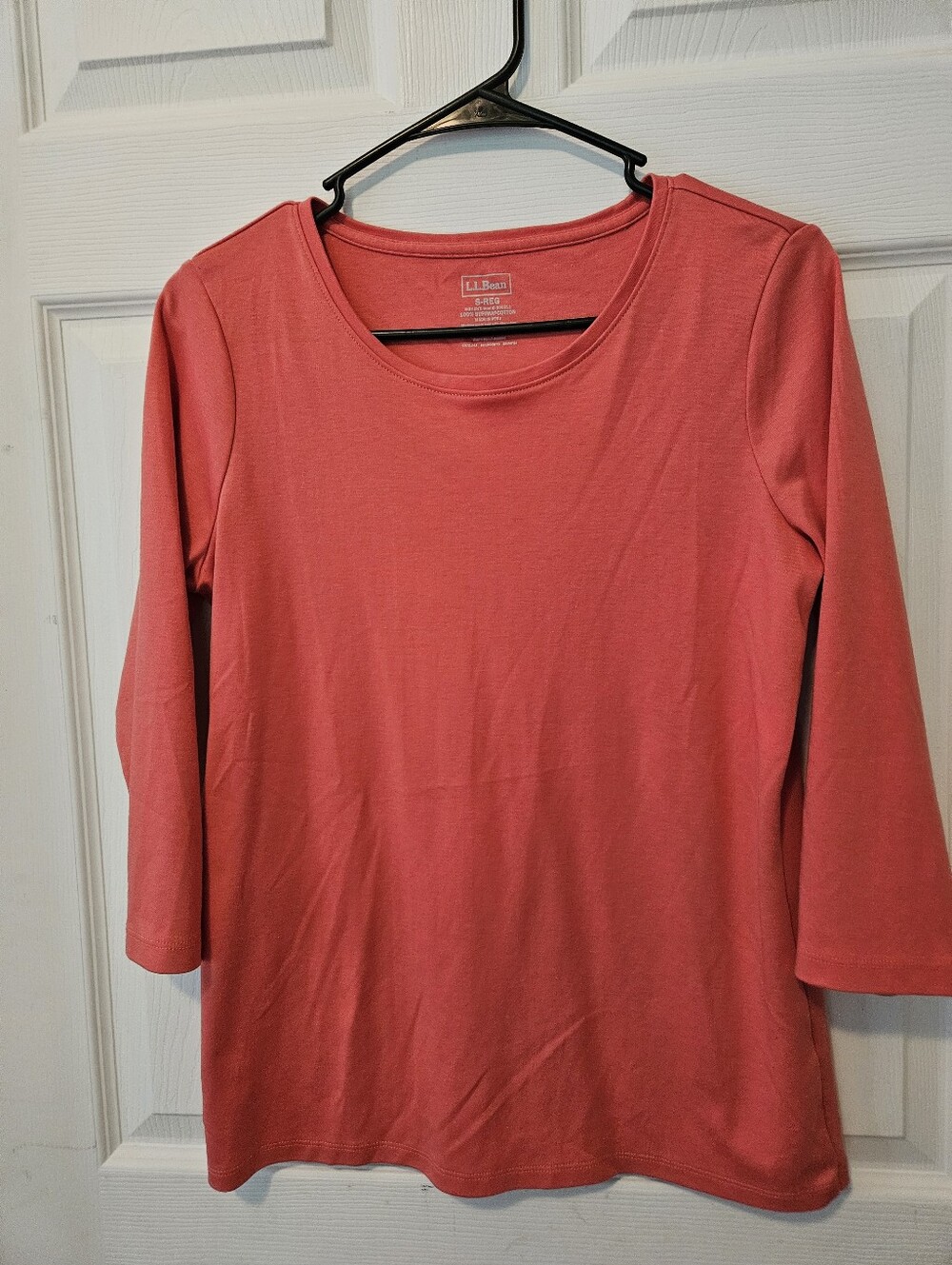 L.L. Bean Women's Coral Long-Sleeve Scoop Neck Top